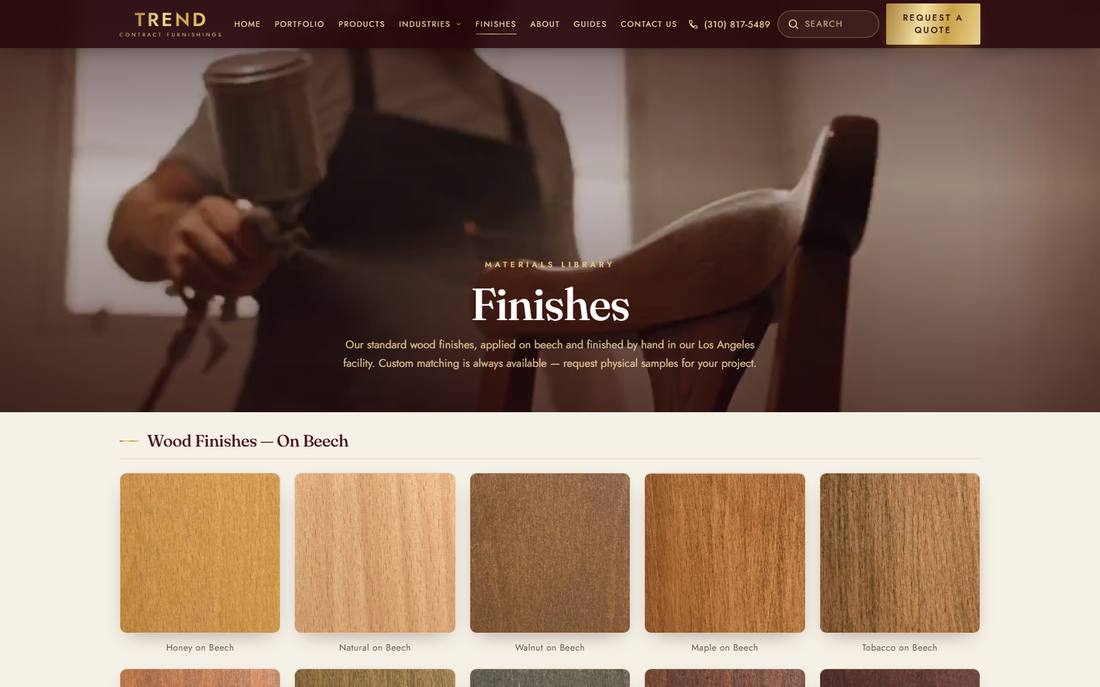 Trend Contract Furnishings finishes page